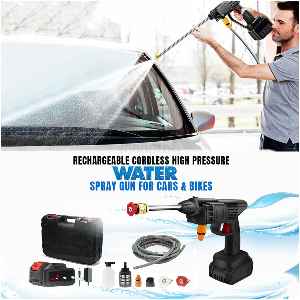 Portable High Pressure Washer Gun With 48 V Lithium Battery